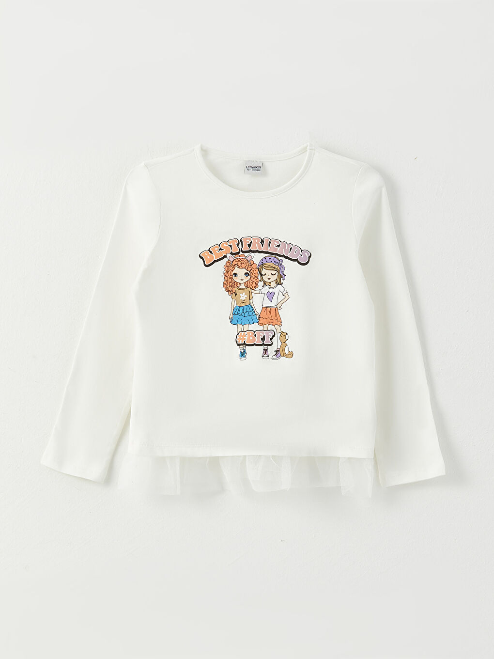 Футболка с круглым вырезом, с принтом, с длинным рукавом, для девочек