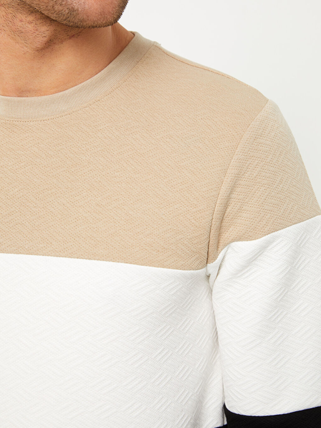 LCW Vision Crew Neck Long Sleeve Color Block Men's Sweatshirt -S33527Z8-GHR