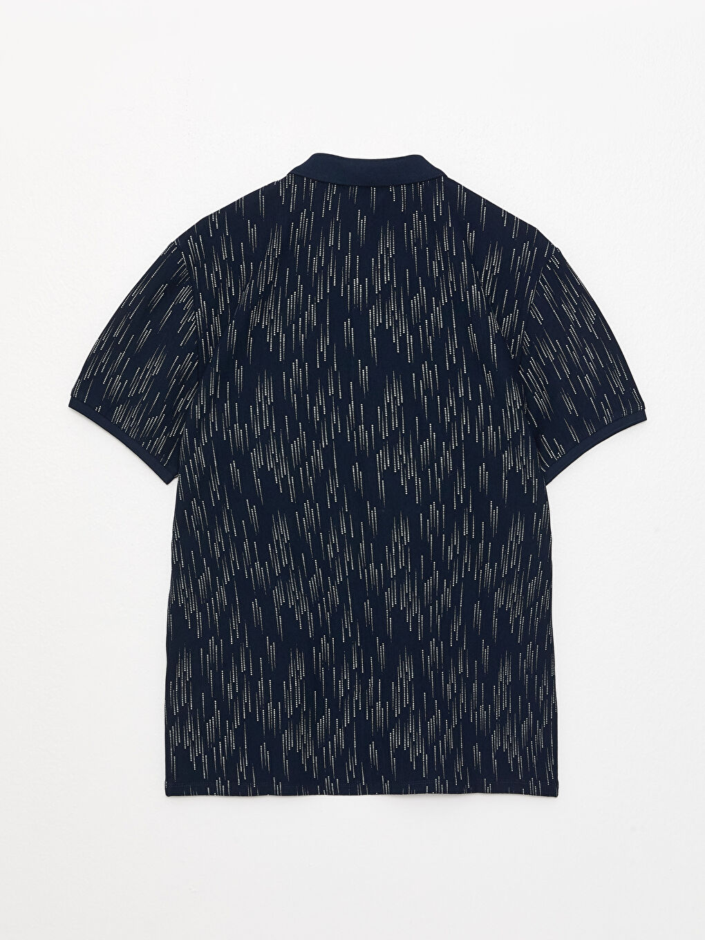 Lacivert Polo Yaka Kısa Kollu Desenli Pike Erkek Tişört-6