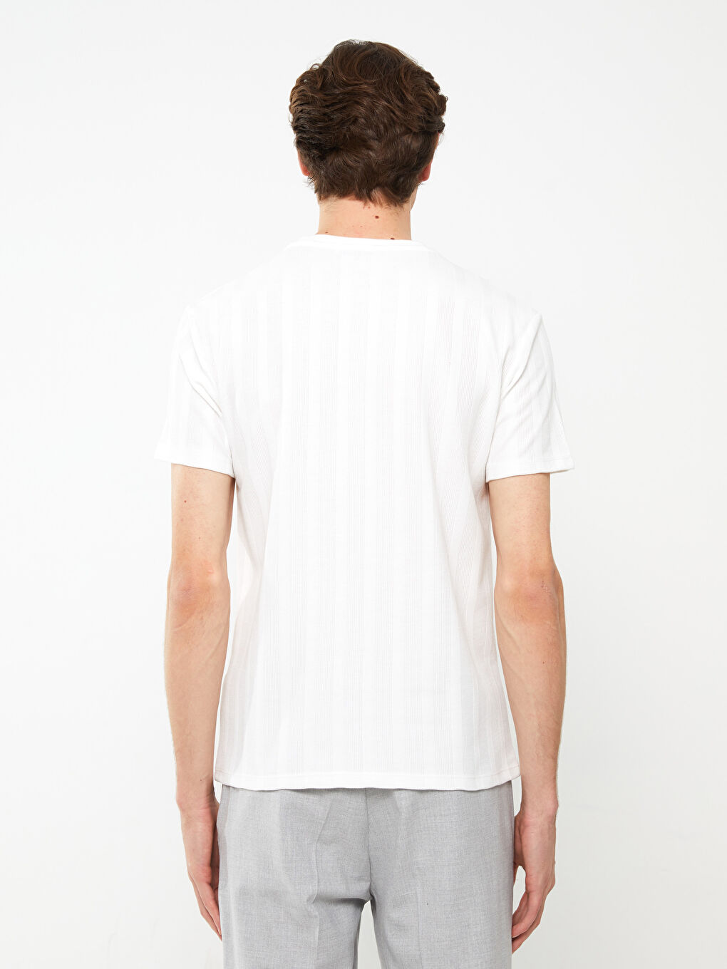 T-shirt pour Hommes à Manches Courtes en Piqué avec Col Rond-4