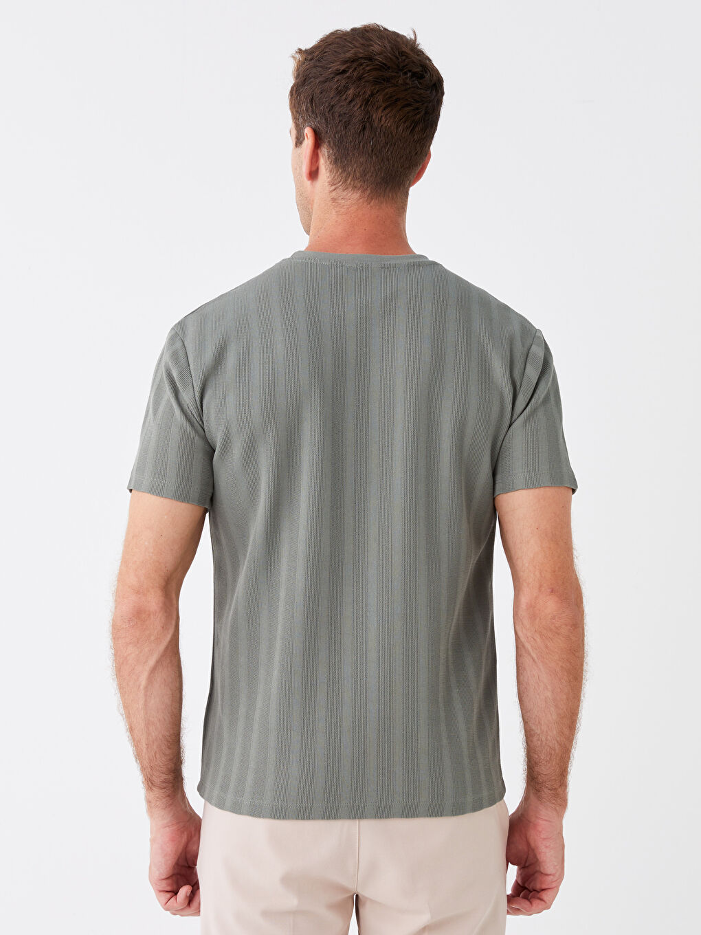 Yeşil Bisiklet Yaka Kısa Kollu Pike Erkek Tişört-4