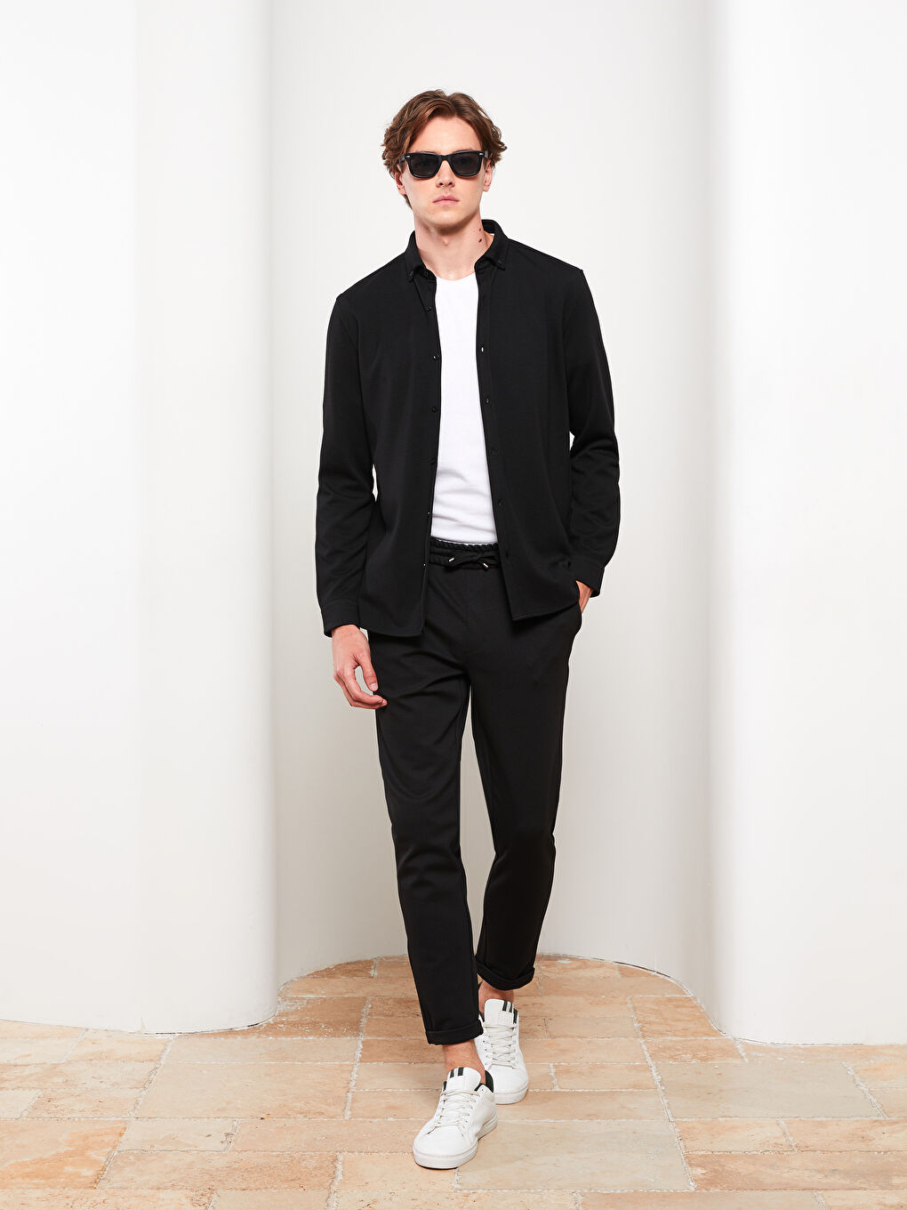 Schmal Geschnittene Gestrickte Herrenhose-1