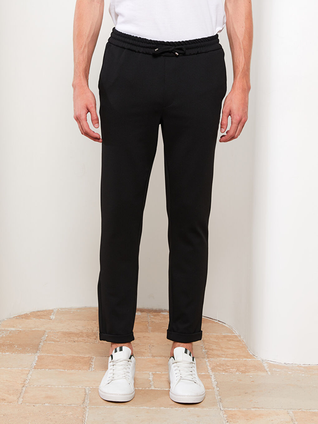 Schmal Geschnittene Gestrickte Herrenhose-2