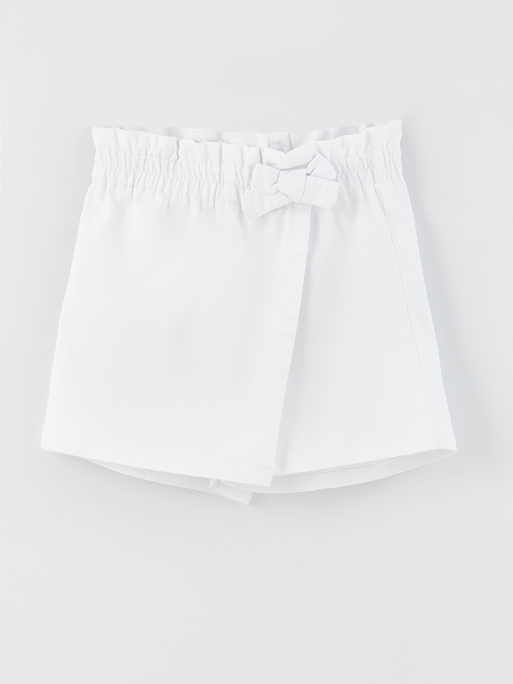 Beyaz Beli Lastikli Basic Kız Çocuk Şort Etek