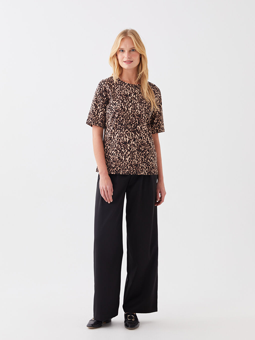 Crew Neck Patterned Short Sleeve Women's T-Shirt-2