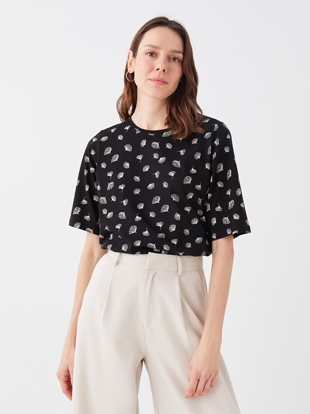 T-shirt À Manches Courtes À Motifs Avec Col Rond Pour Femmes