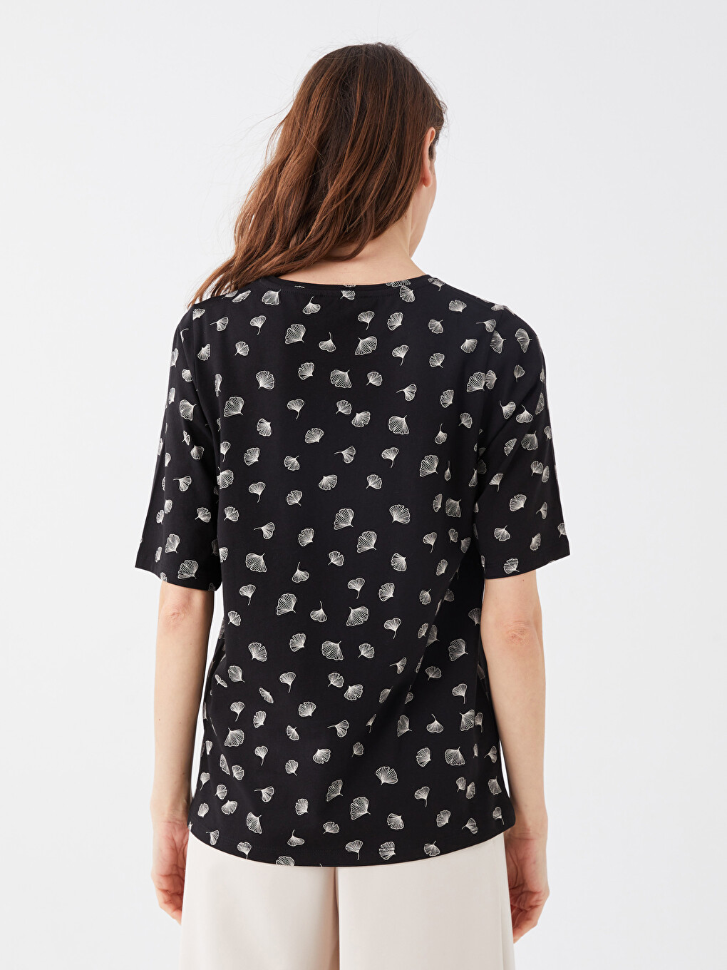 T-shirt À Manches Courtes À Motifs Avec Col Rond Pour Femmes-4