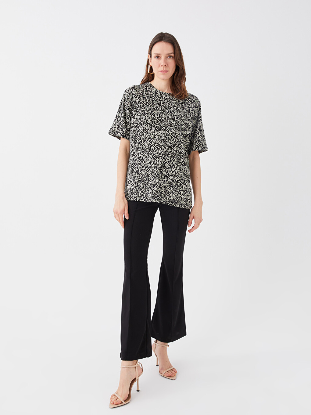 T-shirt À Manches Courtes À Motifs Avec Col Rond Pour Femmes-2