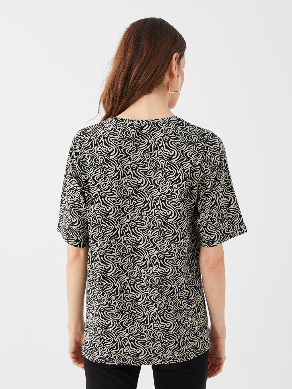 T-shirt À Manches Courtes À Motifs Avec Col Rond Pour Femmes-4