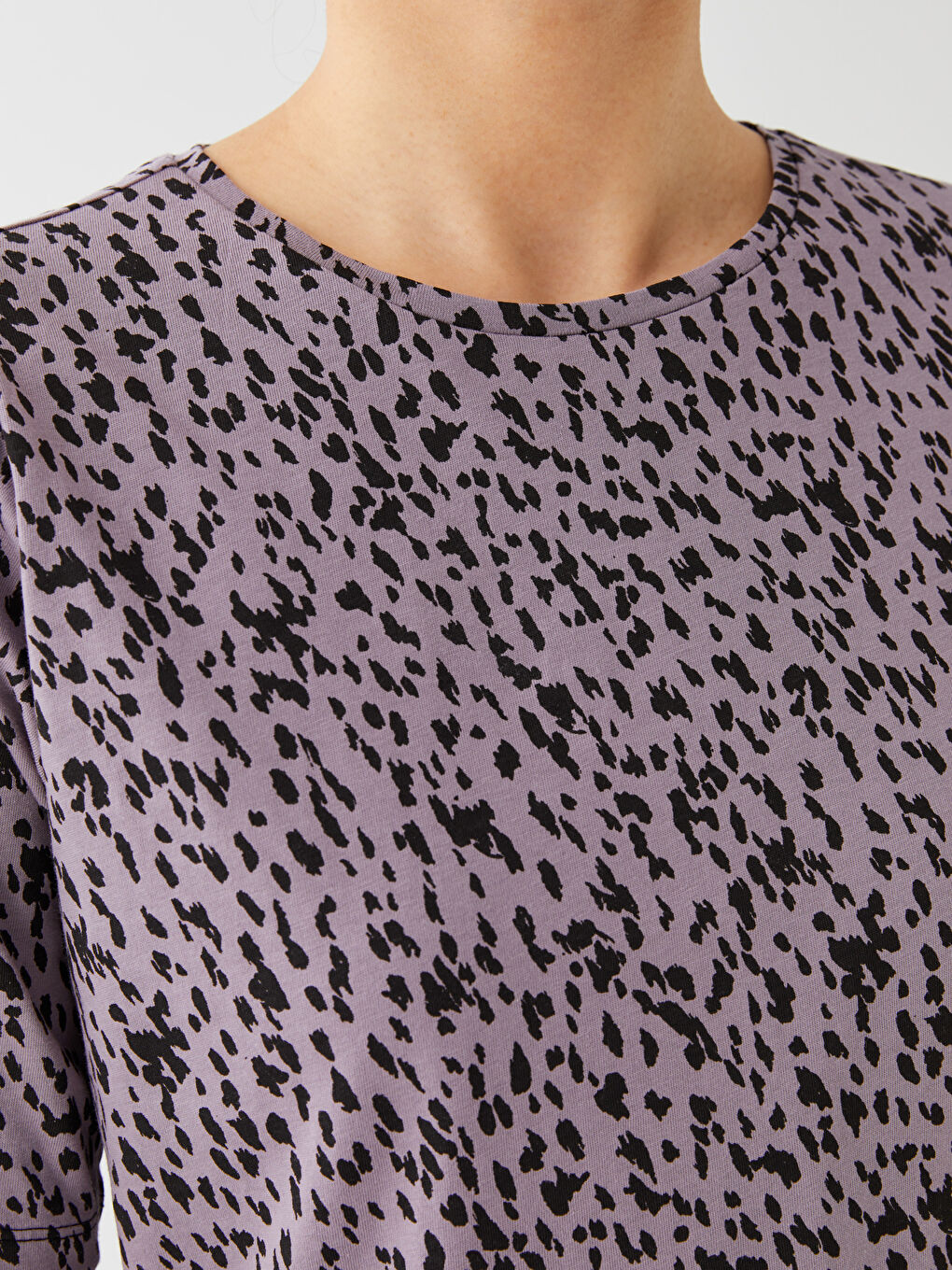 Crew Neck Patterned Short Sleeve Women's T-Shirt -S33569Z8-LSD