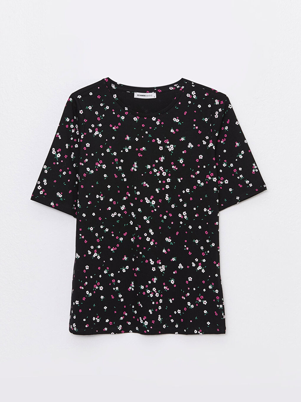 LCWAIKIKI Basic Crew Neck Floral Short Sleeve Women's T-Shirt -S33569Z8-LTQ