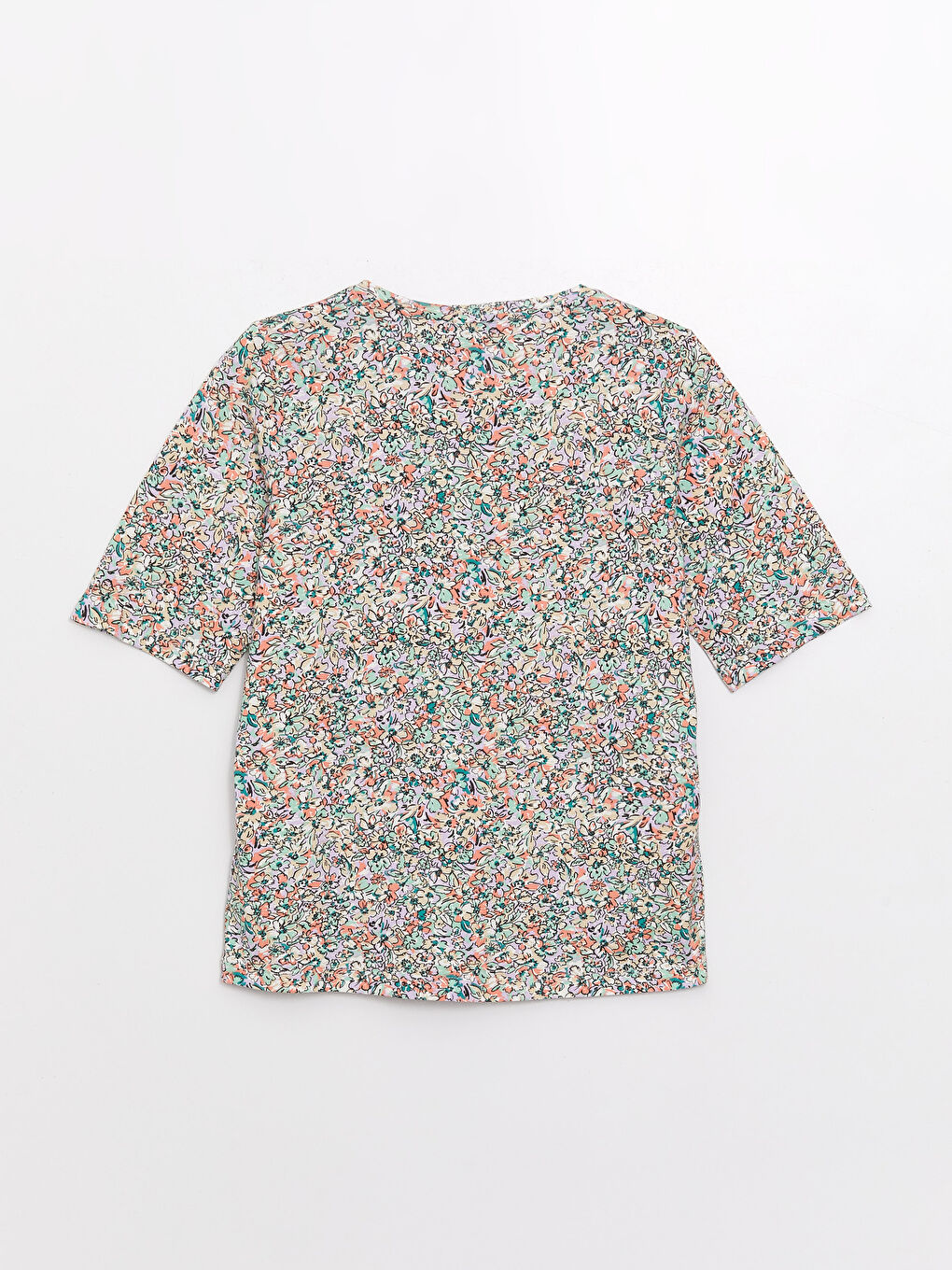 Crew Neck Patterned Short Sleeve Women's T-Shirt-6