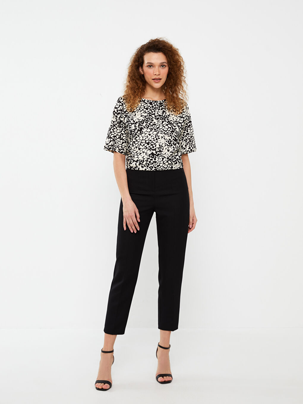 Crew Neck Patterned Short Sleeve Women's T-Shirt-2