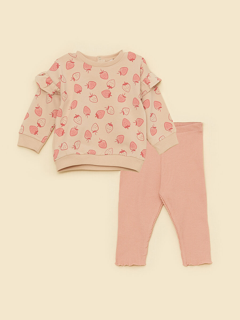 Комплект из 2 предметов: Толстовка с круглым вырезом, длинными рукавами и принтом для малышек и спортивные штаны