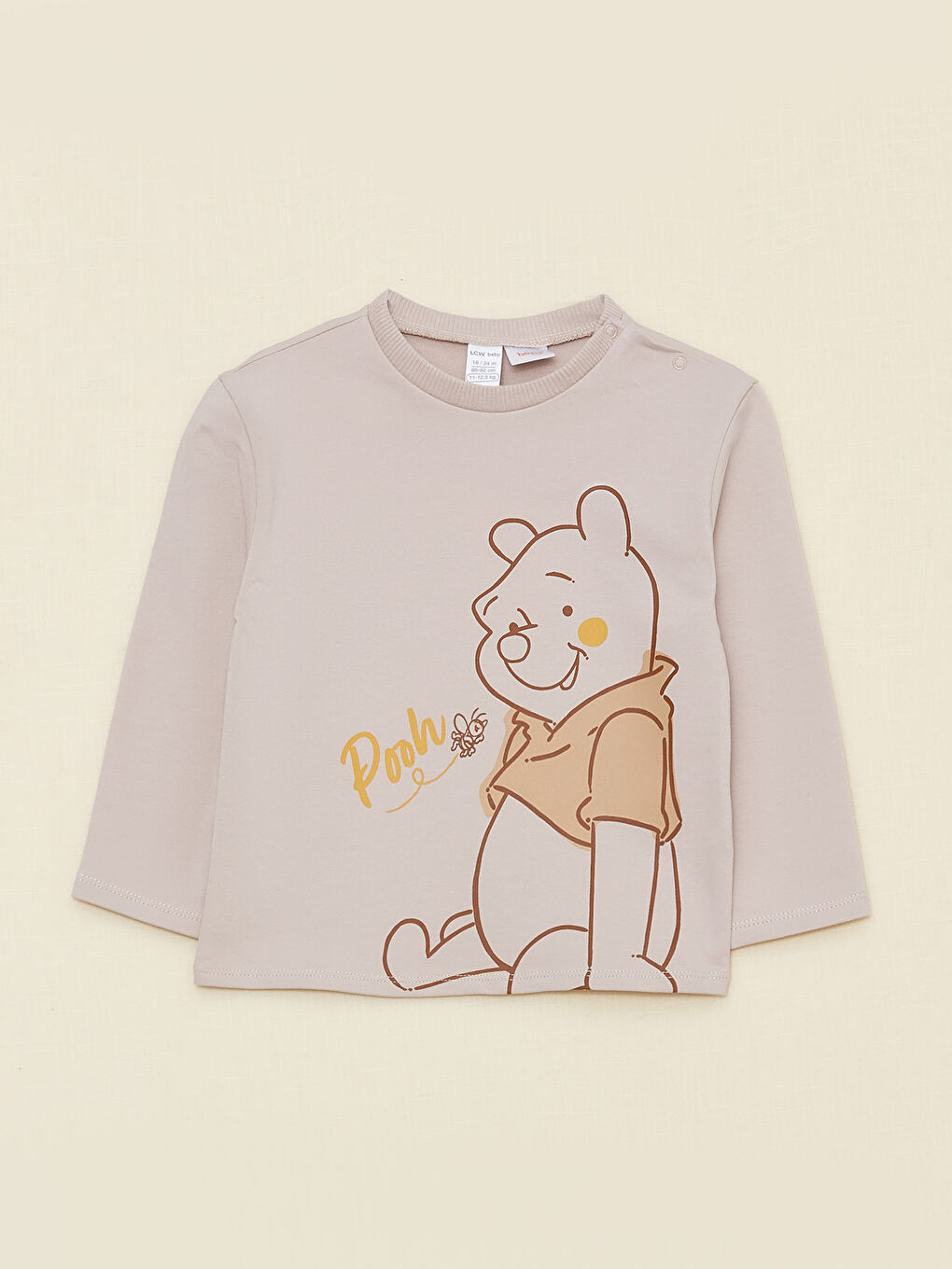 Bisiklet Yaka Uzun Kollu Winnie the Pooh Baskılı Erkek Bebek Sweasthirt ve Eşofman Alt 2'li Takım-1