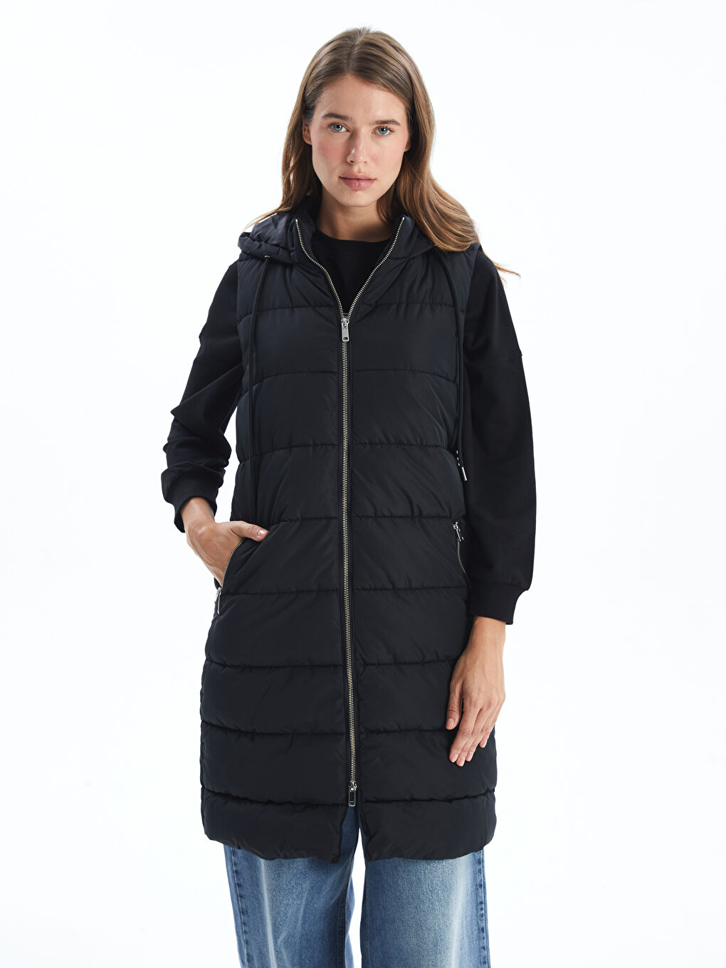 Women's Hooded Flat Inflatable Vest -S33595Z8-RQL