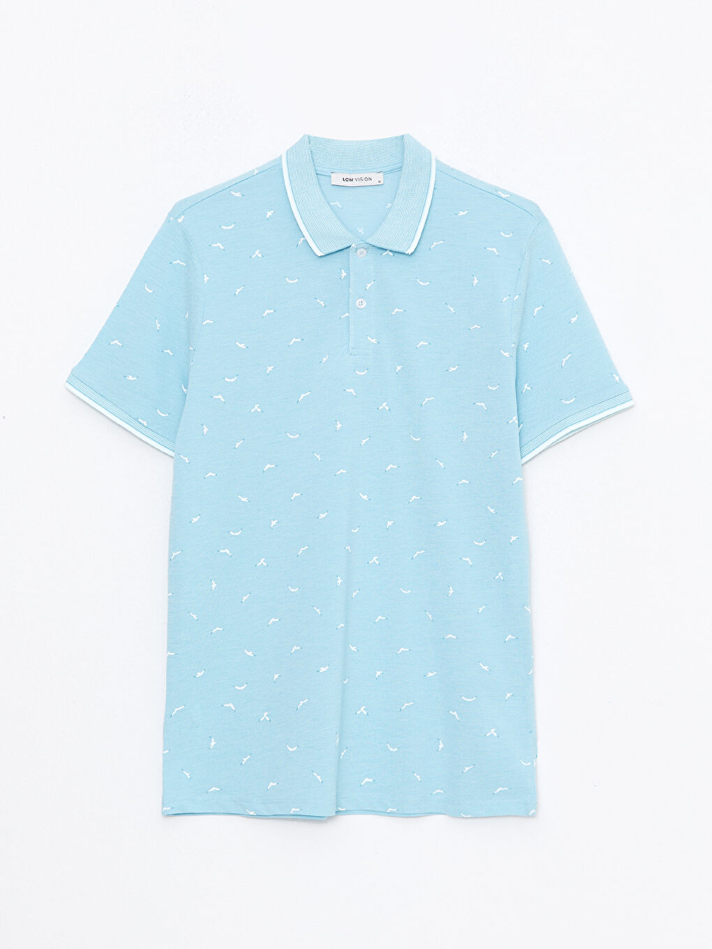 Yeşil Polo Yaka Kısa Kollu Desenli Erkek Tişört-5