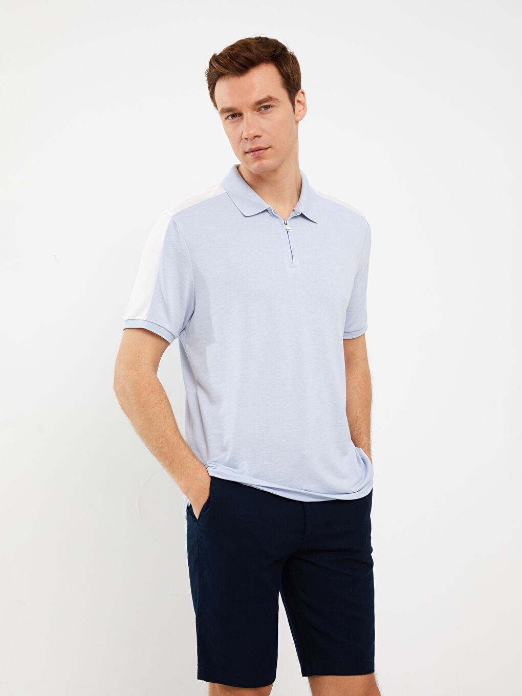 Tricou Polo cu Mânecă Scurtă din Jerseu pentru Bărbați-1