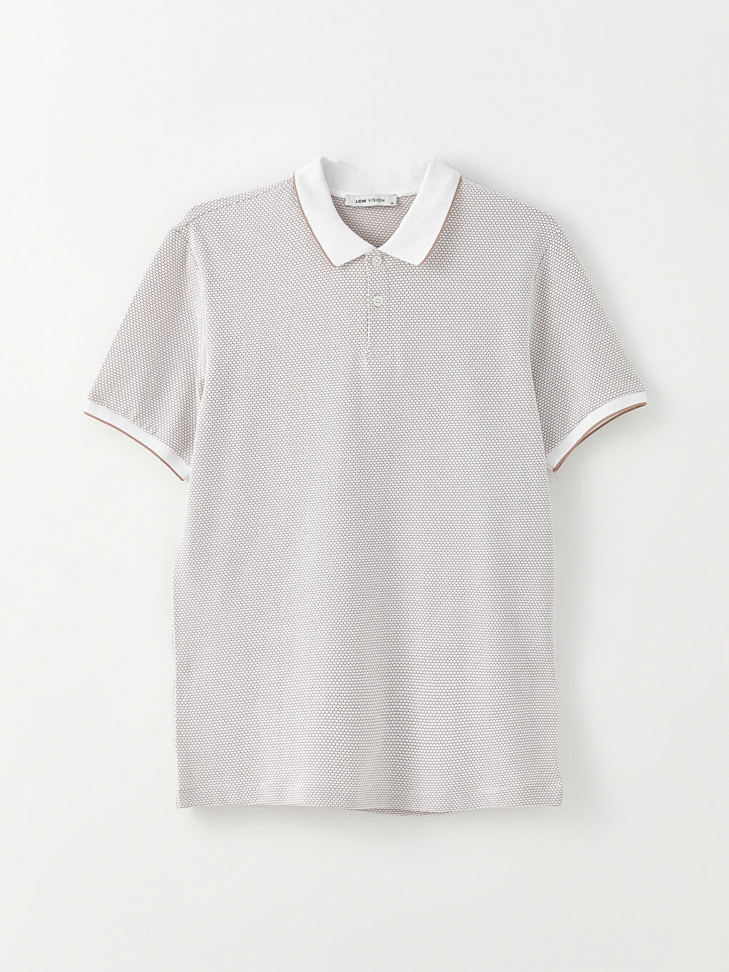 Beyaz Polo Yaka Kısa Kollu Erkek Tişört-5