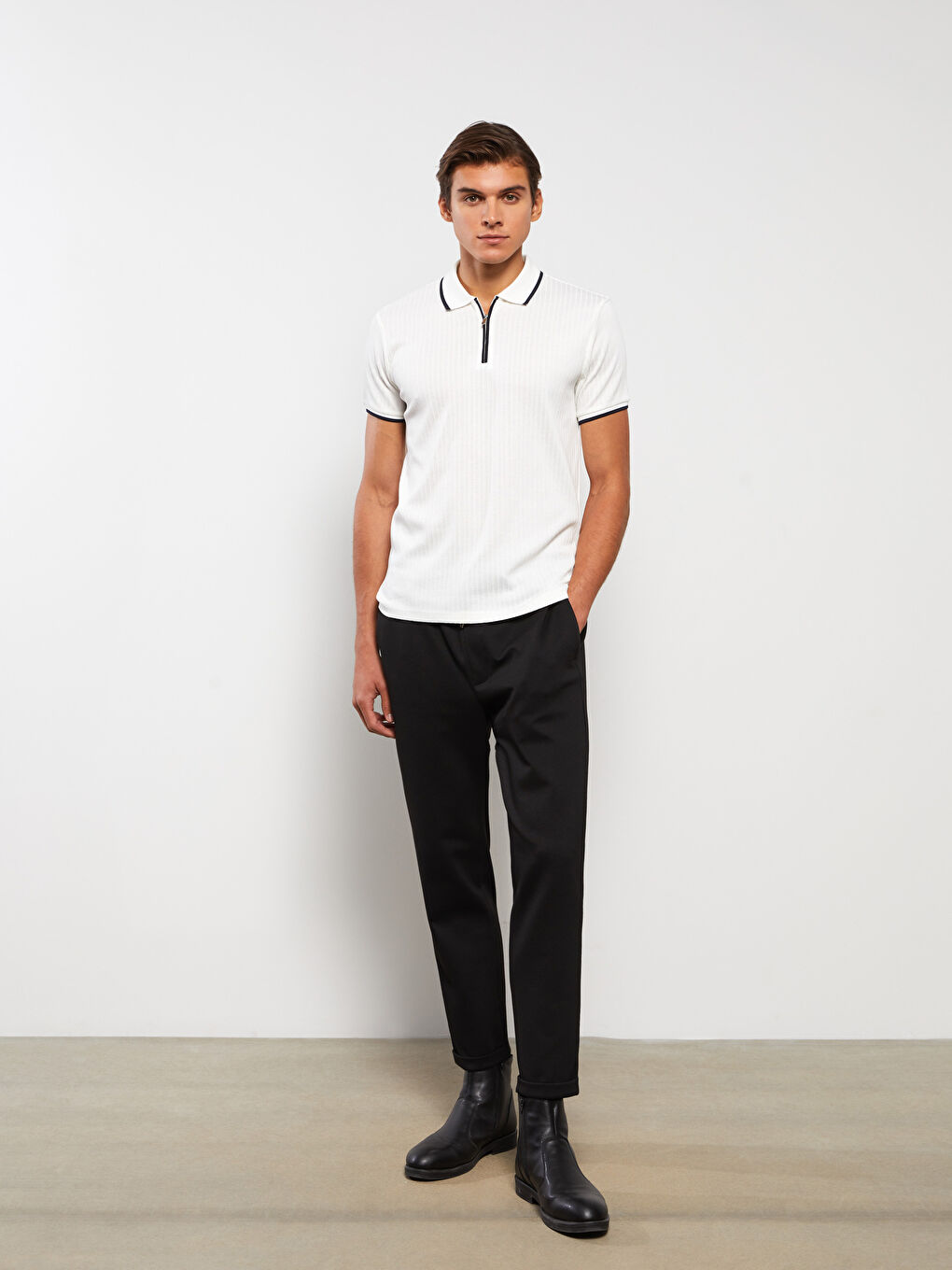 LCW Vision Polo Neck Short Sleeve Striped Men's T-Shirt -S33621Z8-J5E
