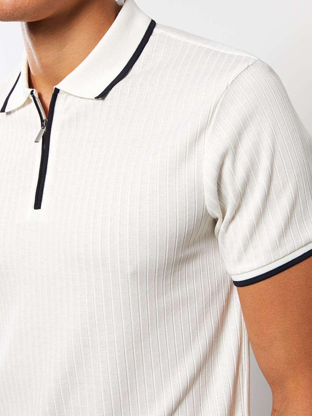 LCW Vision Polo Neck Short Sleeve Striped Men's T-Shirt -S33621Z8-J5E
