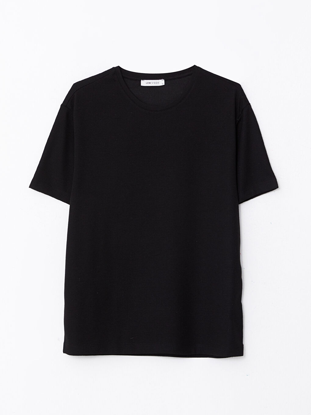 Siyah Bisiklet Yaka Kısa Kollu Erkek Tişört-5