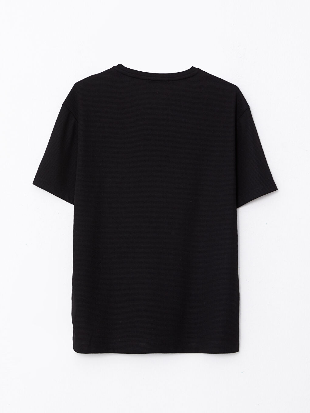 Siyah Bisiklet Yaka Kısa Kollu Erkek Tişört-6