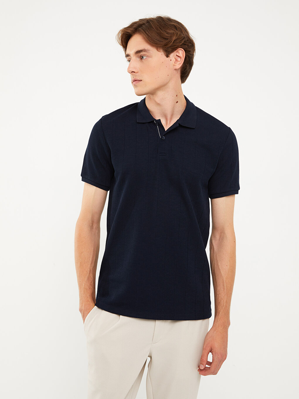 Lacivert Polo Yaka Kısa Kollu Erkek Tişört