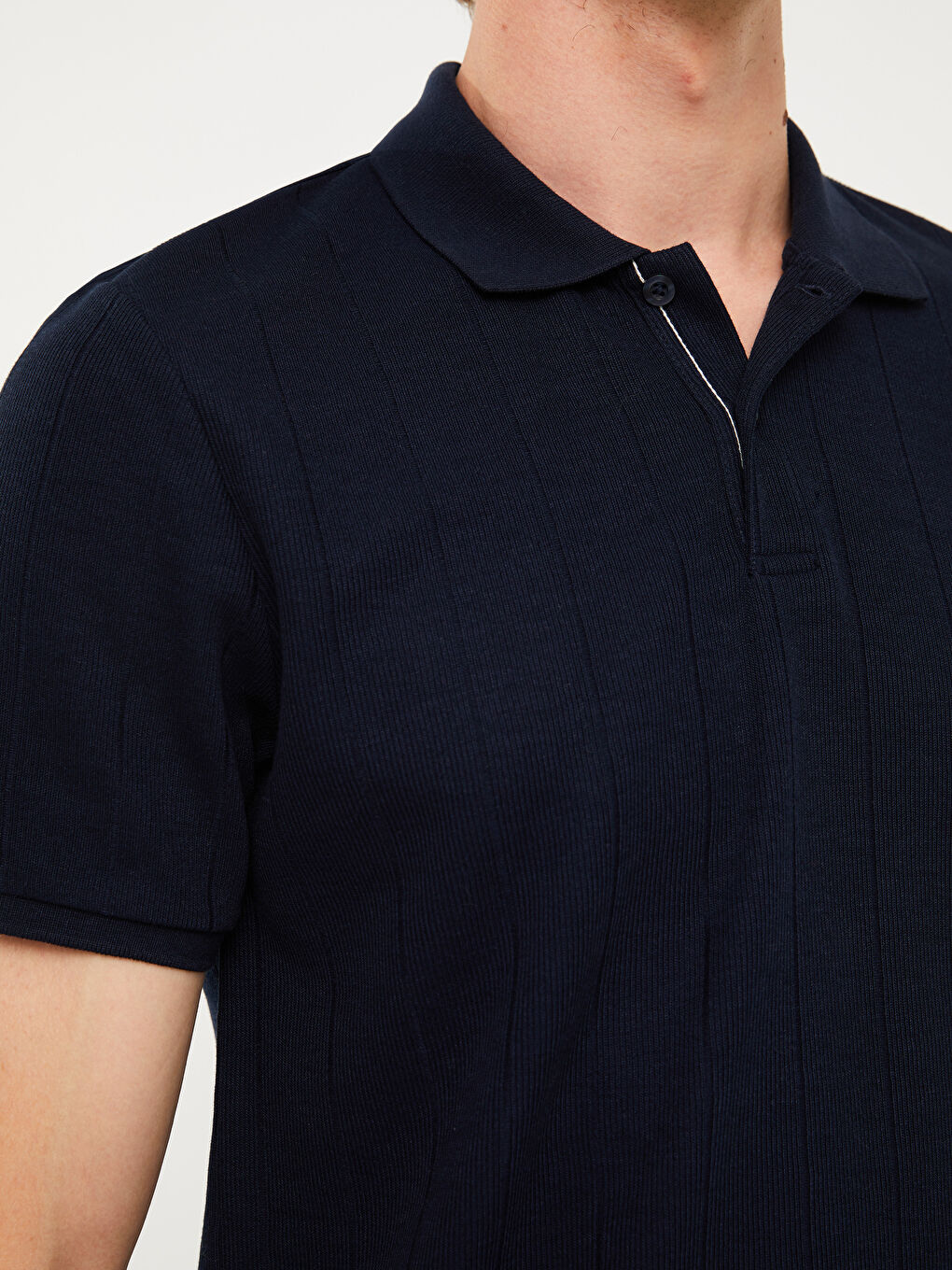 Lacivert Polo Yaka Kısa Kollu Erkek Tişört-3