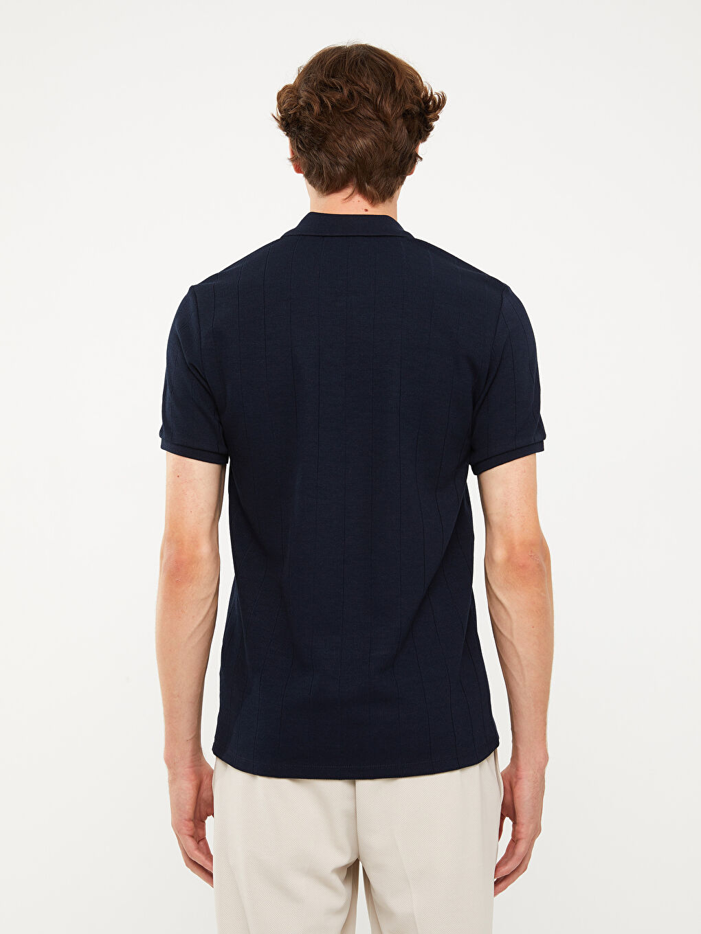 Lacivert Polo Yaka Kısa Kollu Erkek Tişört-4