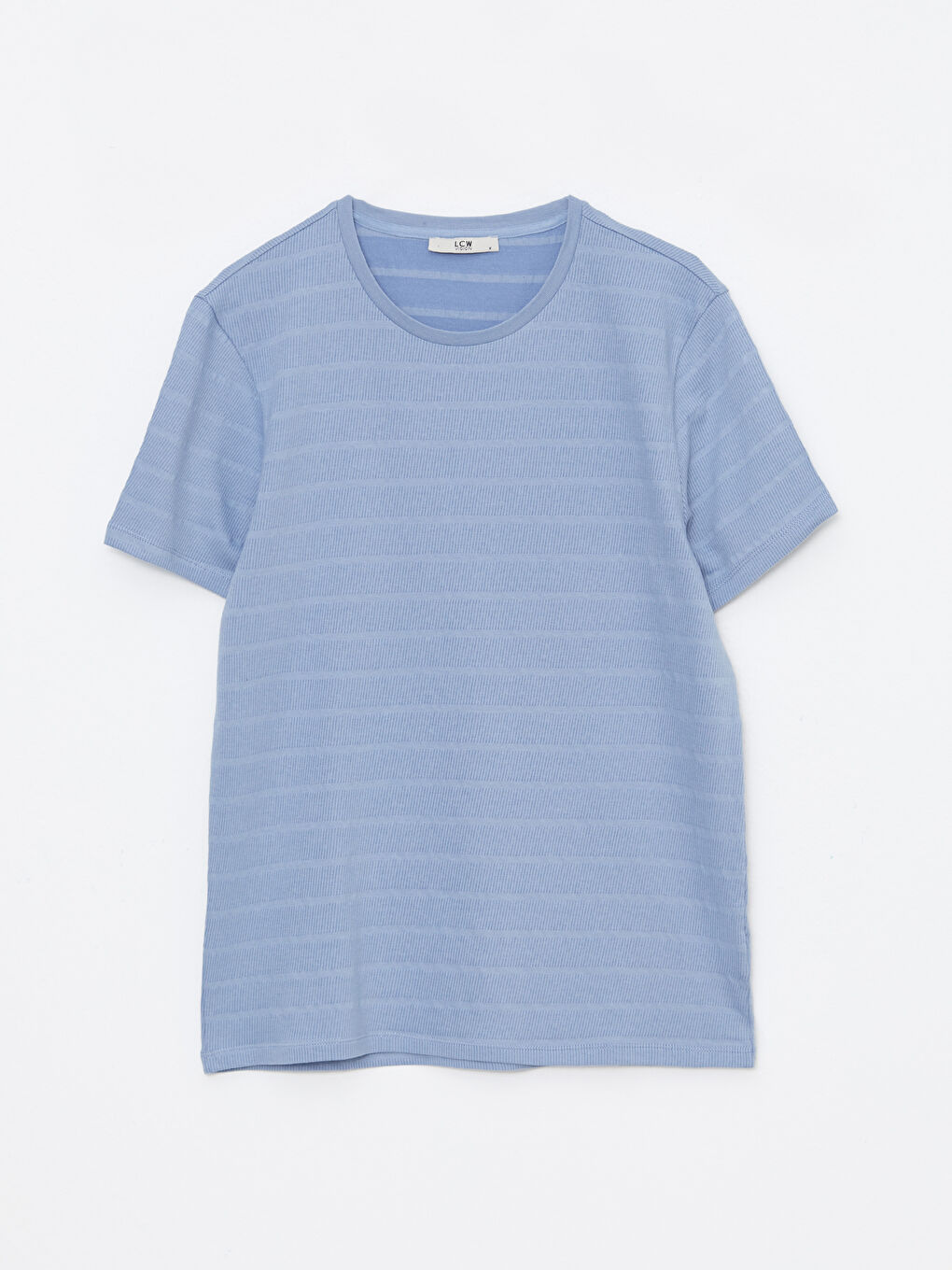 Mavi Bisiklet Yaka Kısa Kollu Çizgili Erkek Tişört-5