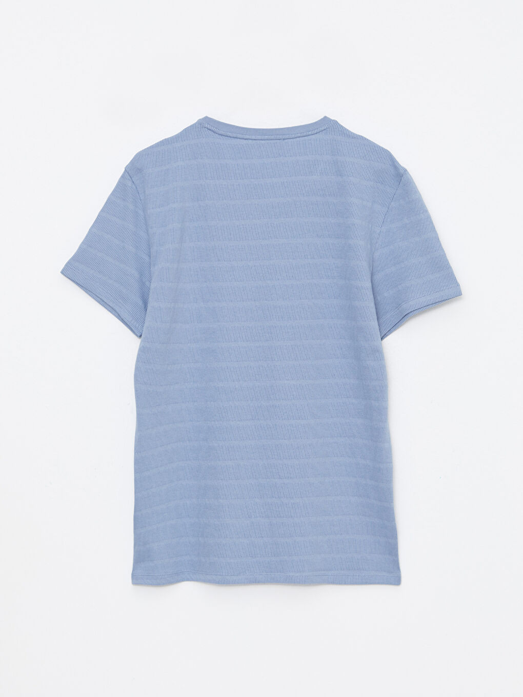 Mavi Bisiklet Yaka Kısa Kollu Çizgili Erkek Tişört-6