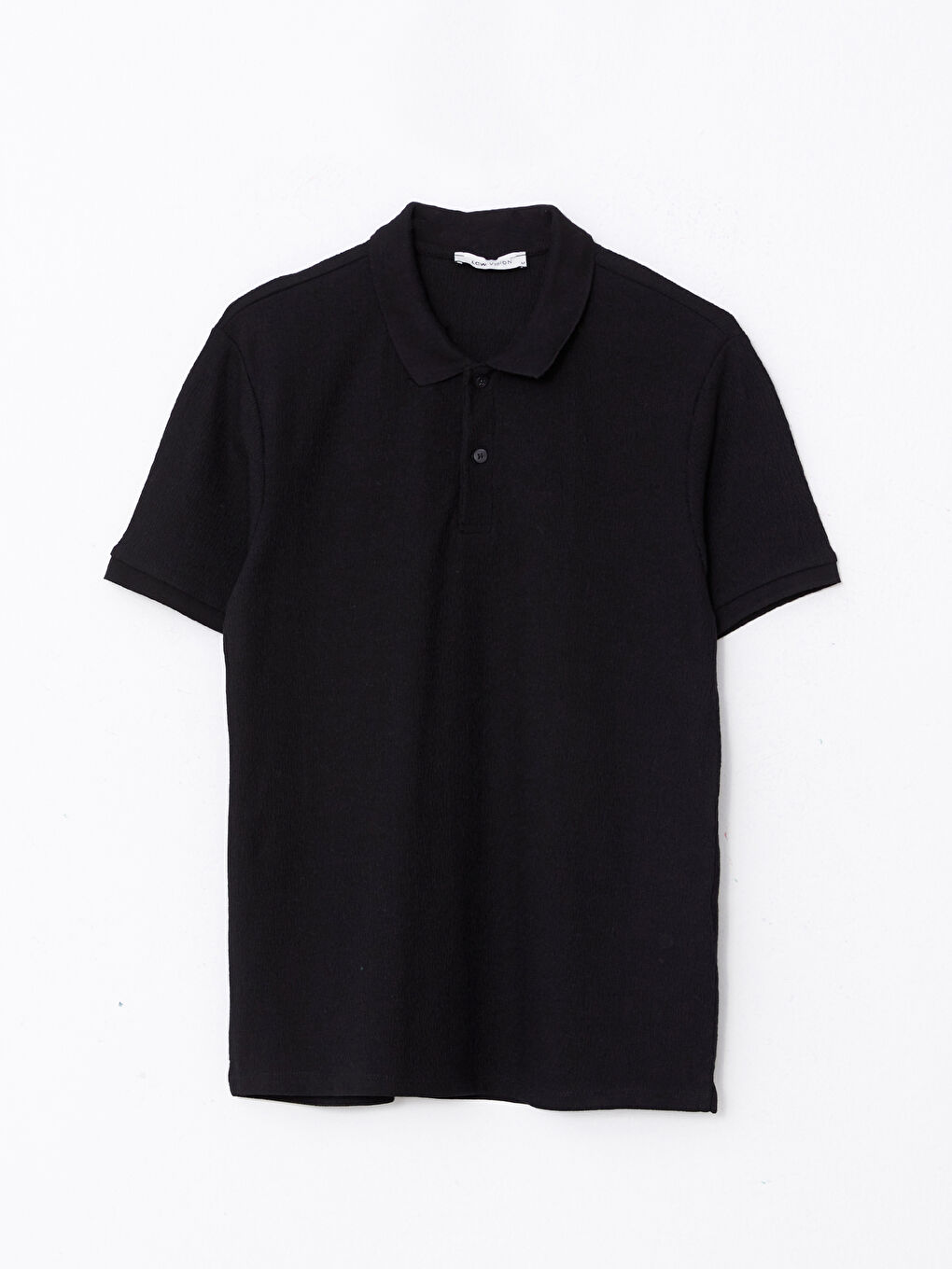 Siyah Polo Yaka Kısa Kollu Erkek Tişört-5