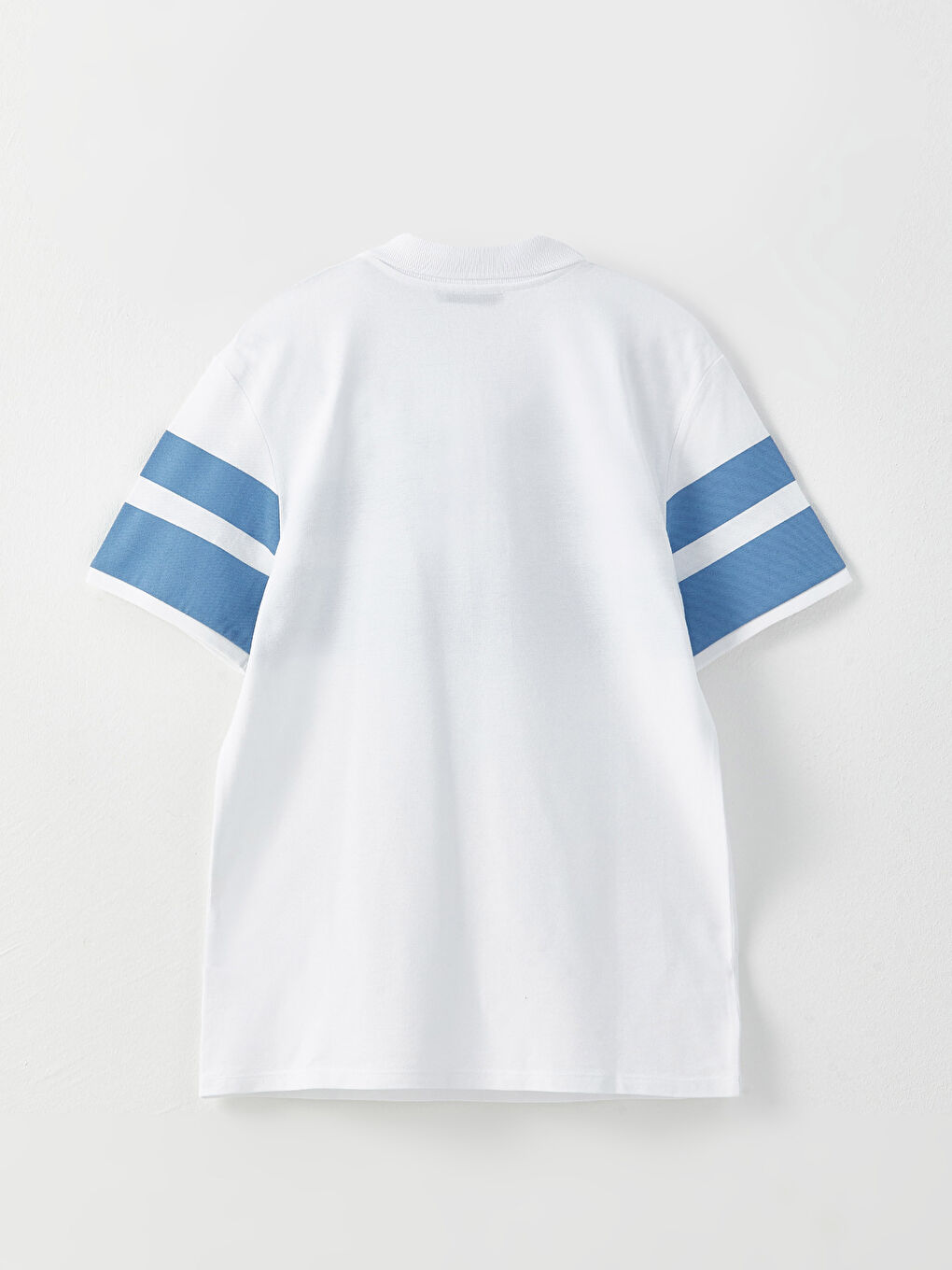 Lacivert Polo Yaka Kısa Kollu Çizgili Pike Erkek Tişört-6