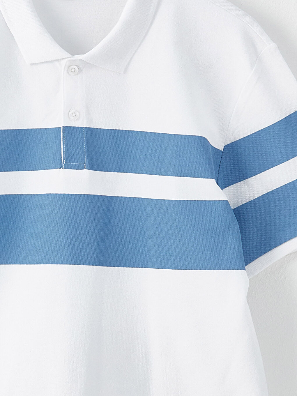 Lacivert Polo Yaka Kısa Kollu Çizgili Pike Erkek Tişört-7