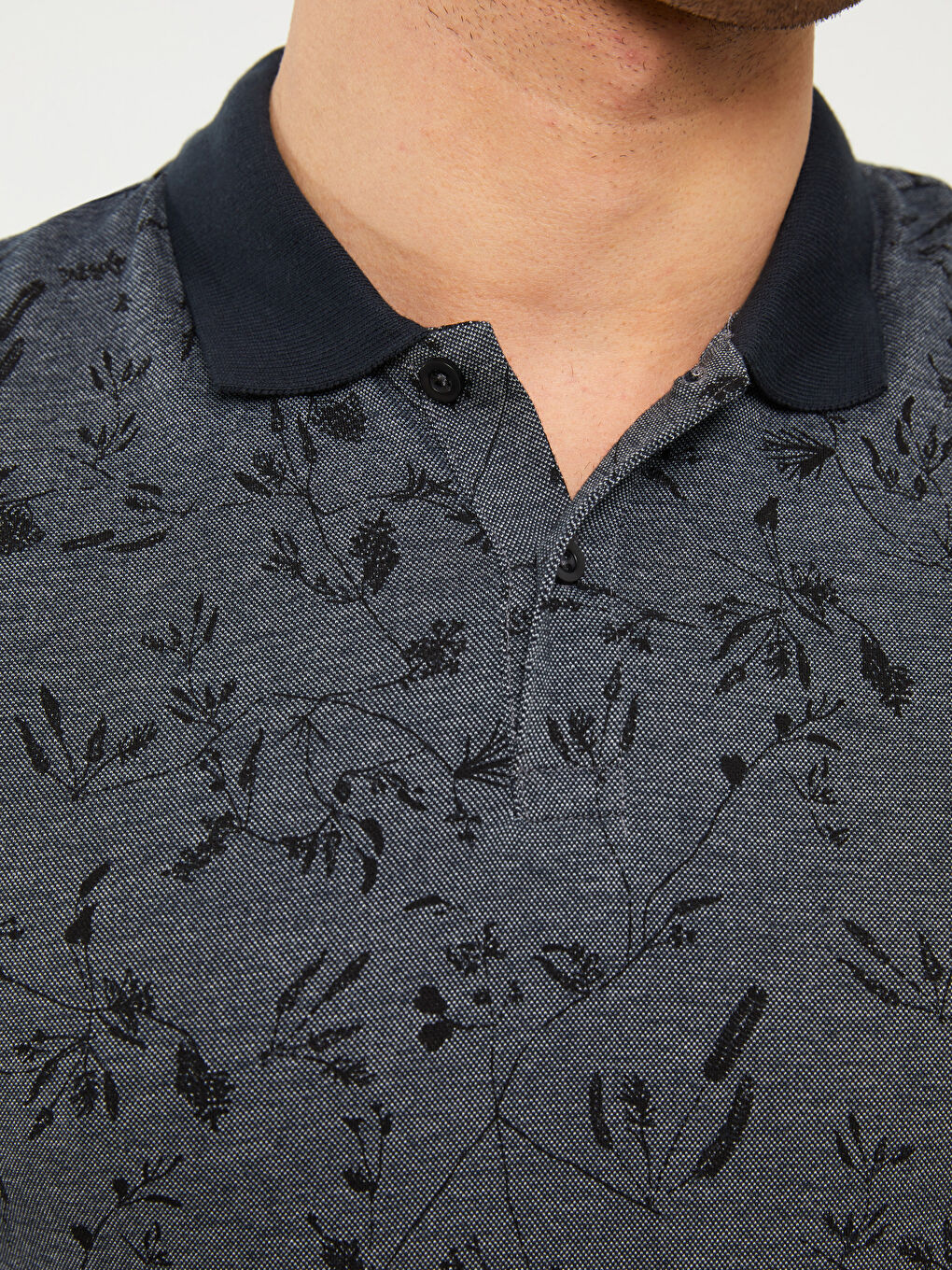 Polo Neck Short Sleeve Patterned Men's T-Shirt -S33663Z8-LQ9