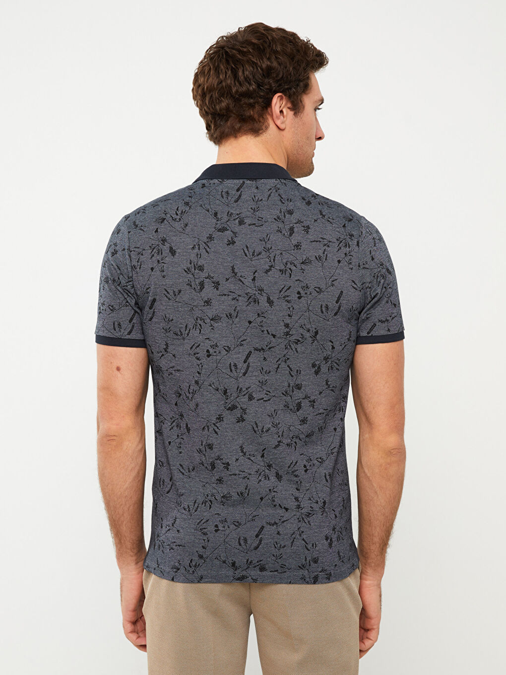 Polo Neck Short Sleeve Patterned Men's T-Shirt -S33663Z8-LQ9