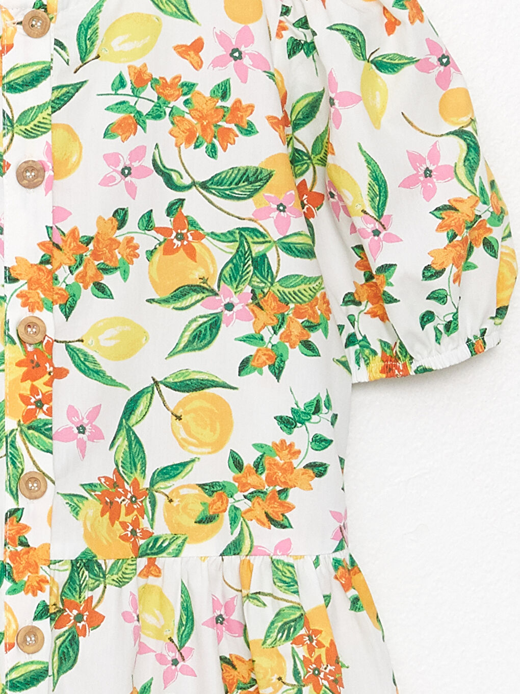 Crew Neck Patterned Short Sleeve Girls' Dress-2