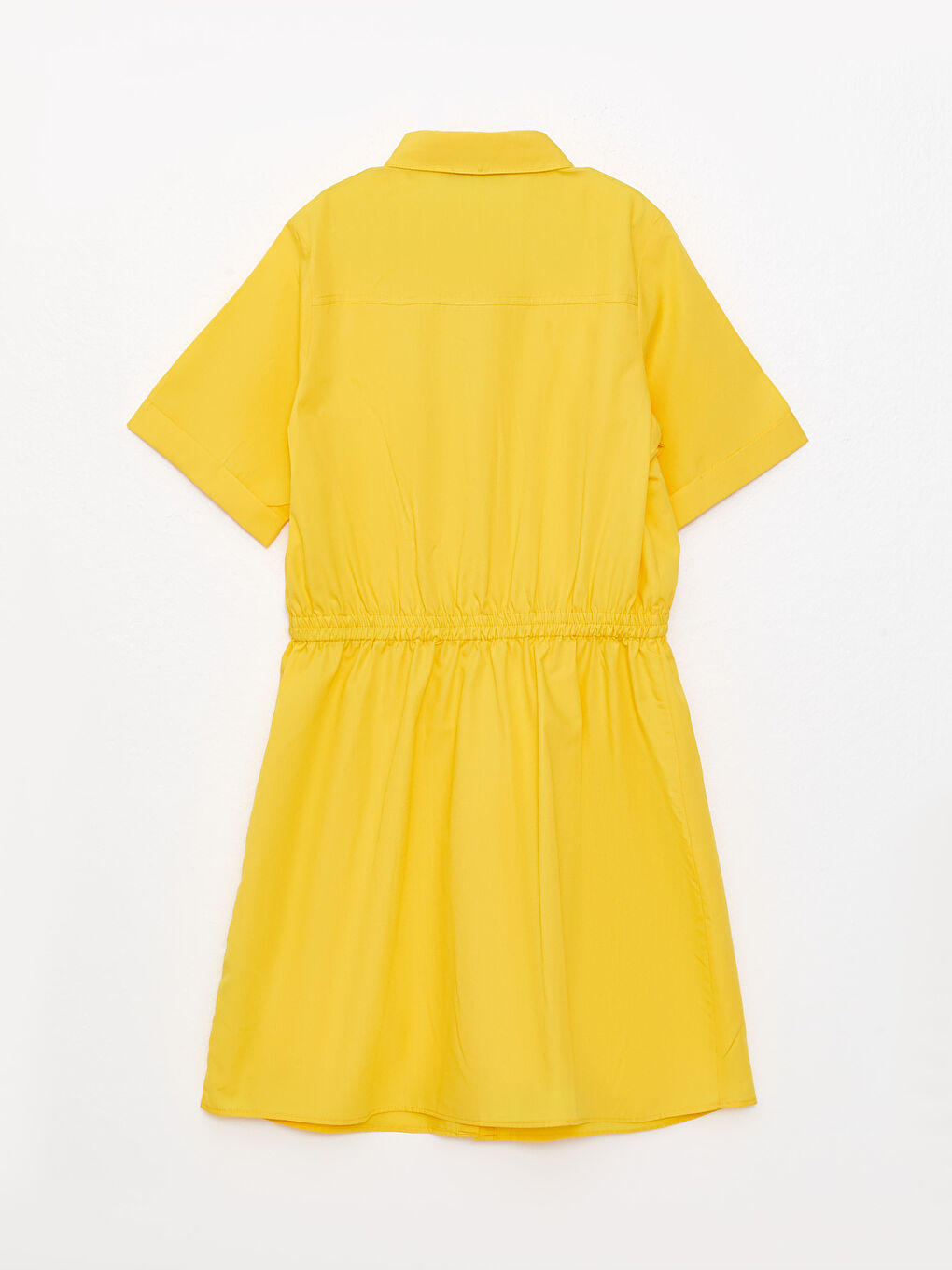 Sarı Gömlek Yaka Basic Kısa Kollu Kız Çocuk Elbise-1