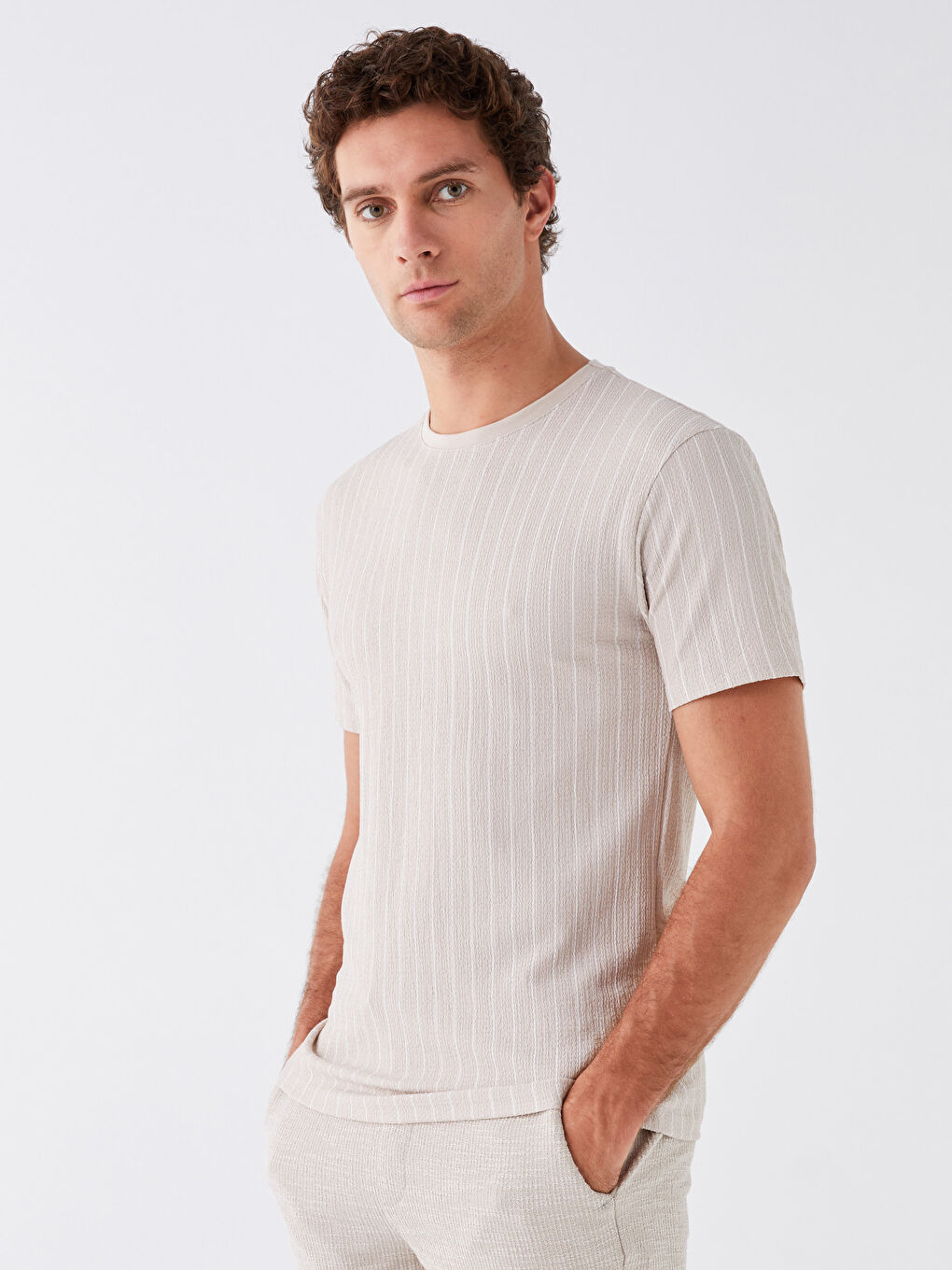 Crew Neck Short Sleeve Striped Men's T-Shirt