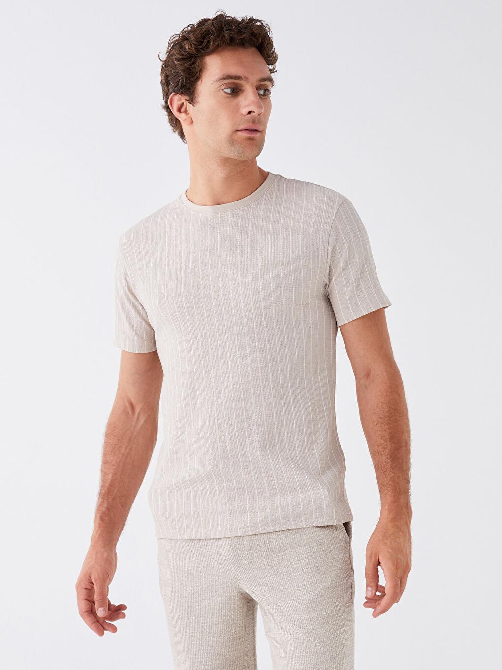 Crew Neck Short Sleeve Striped Men's T-Shirt-1