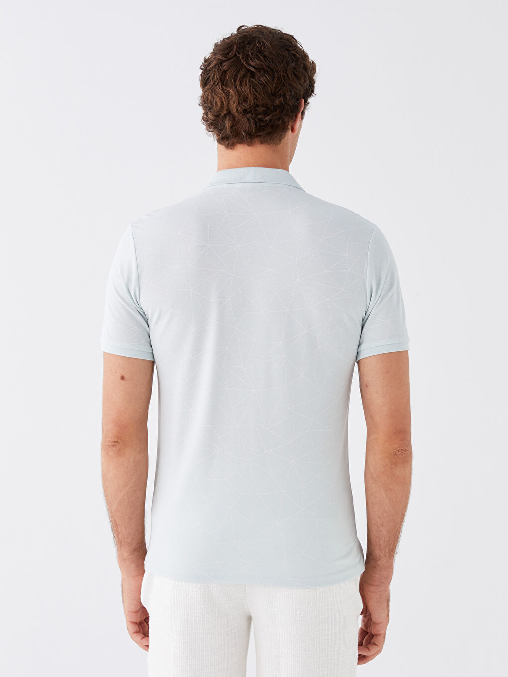 Yeşil Polo Yaka Kısa Kollu Desenli Erkek Tişört-4