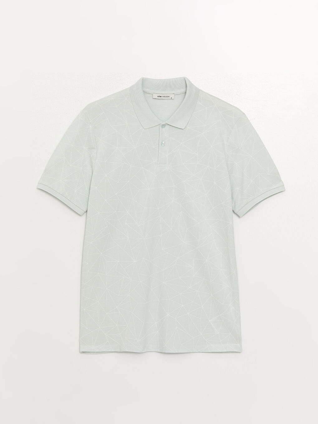 Yeşil Polo Yaka Kısa Kollu Desenli Erkek Tişört-5