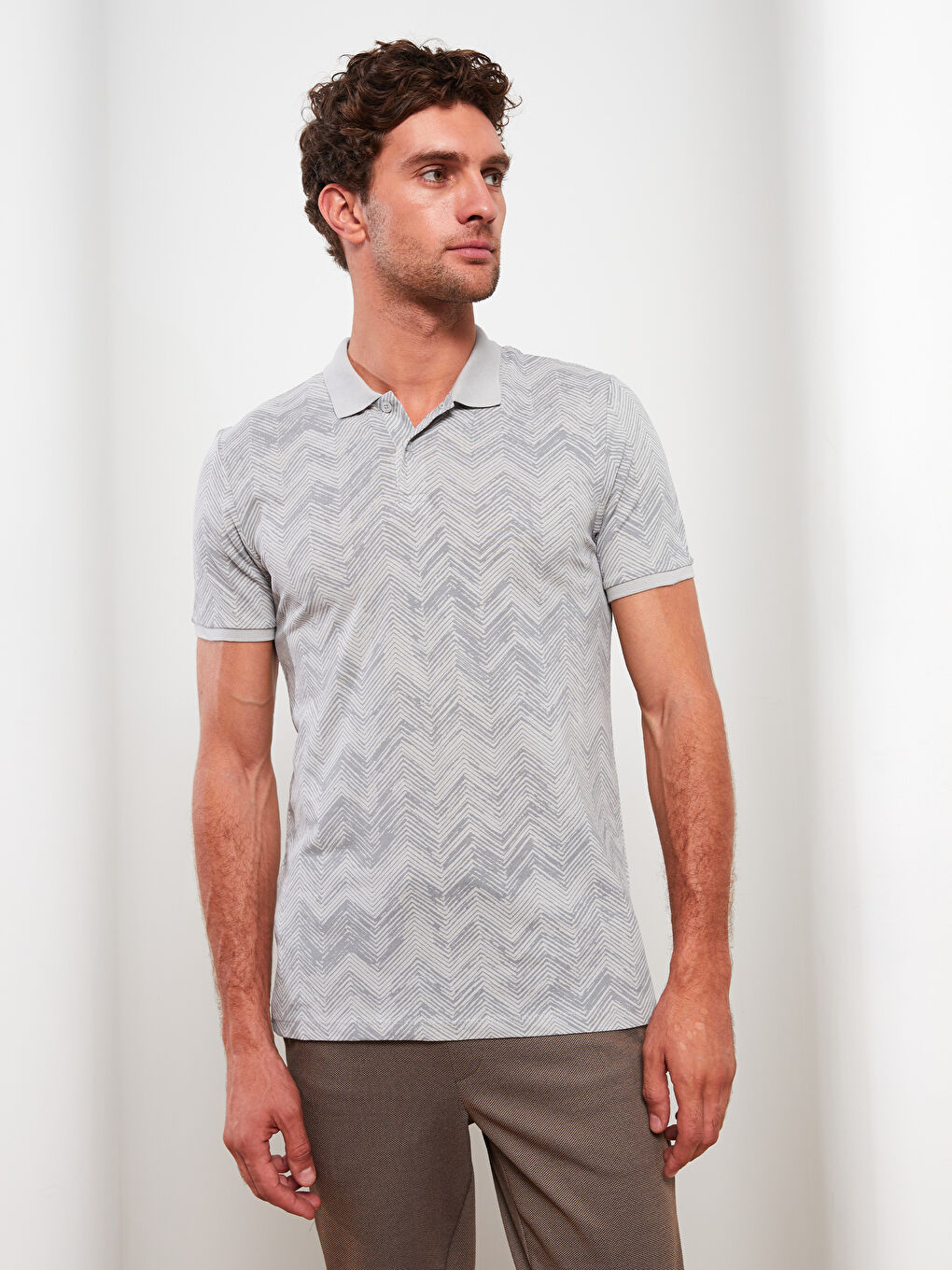 T-shirt pour Hommes à Col Polo Manches Courtes à Motifs en Piqué