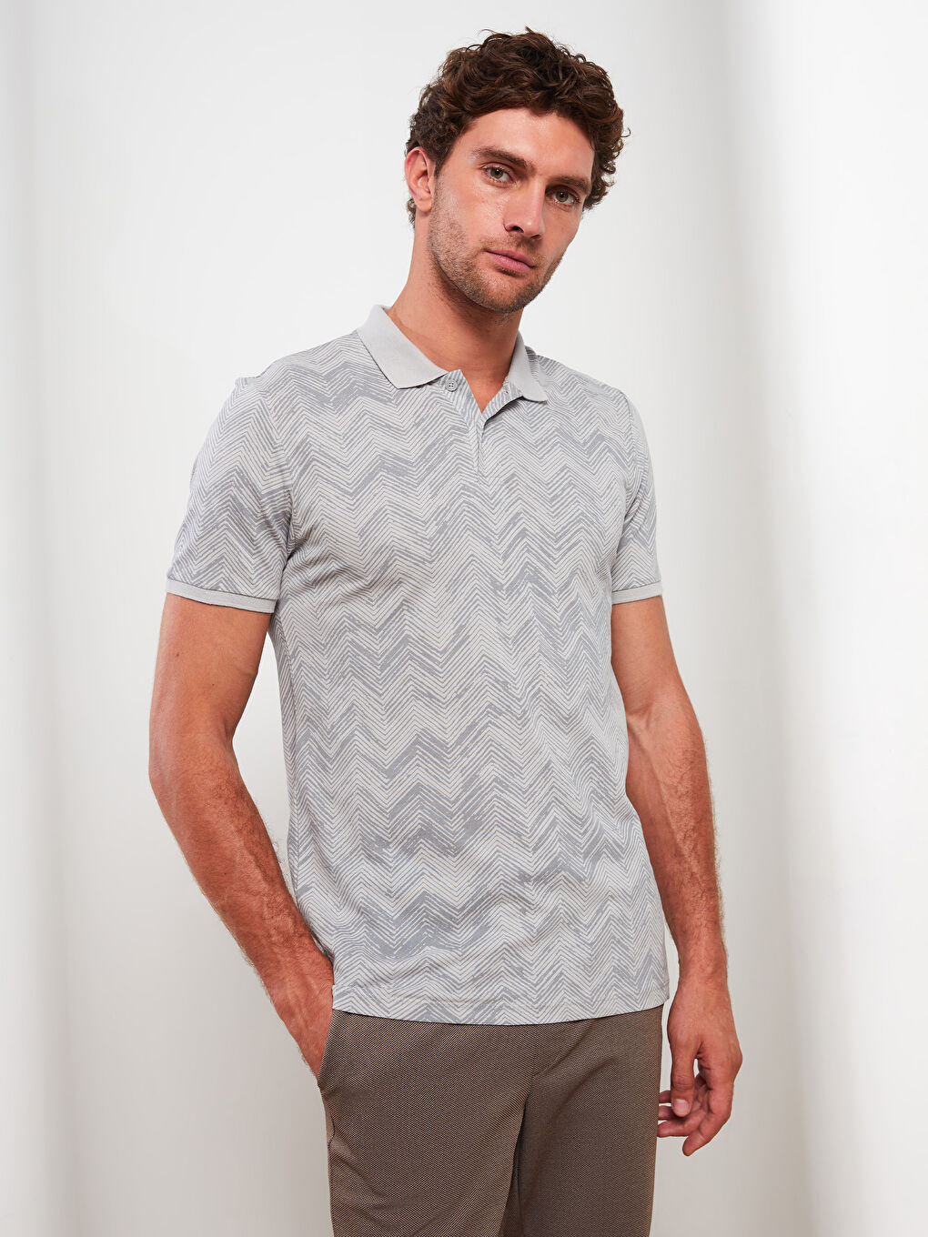 T-shirt pour Hommes à Col Polo Manches Courtes à Motifs en Piqué-1