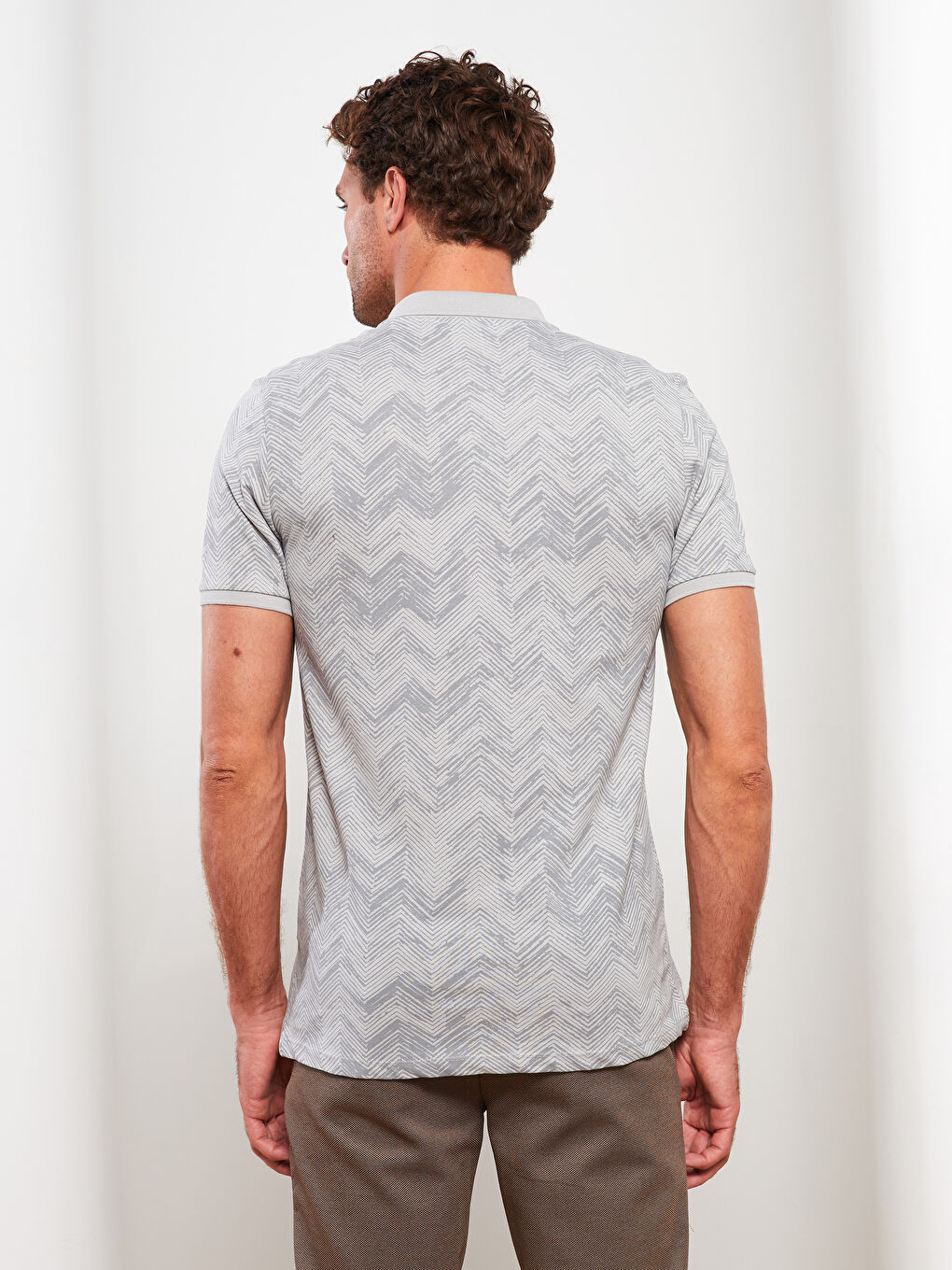 T-shirt pour Hommes à Col Polo Manches Courtes à Motifs en Piqué-4