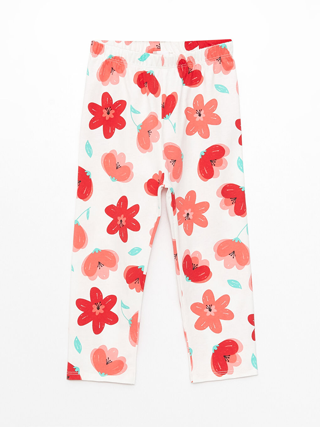 طقم بيجامة للبنات الصغيرات بياقة بولو وكم طويل منقوش-2