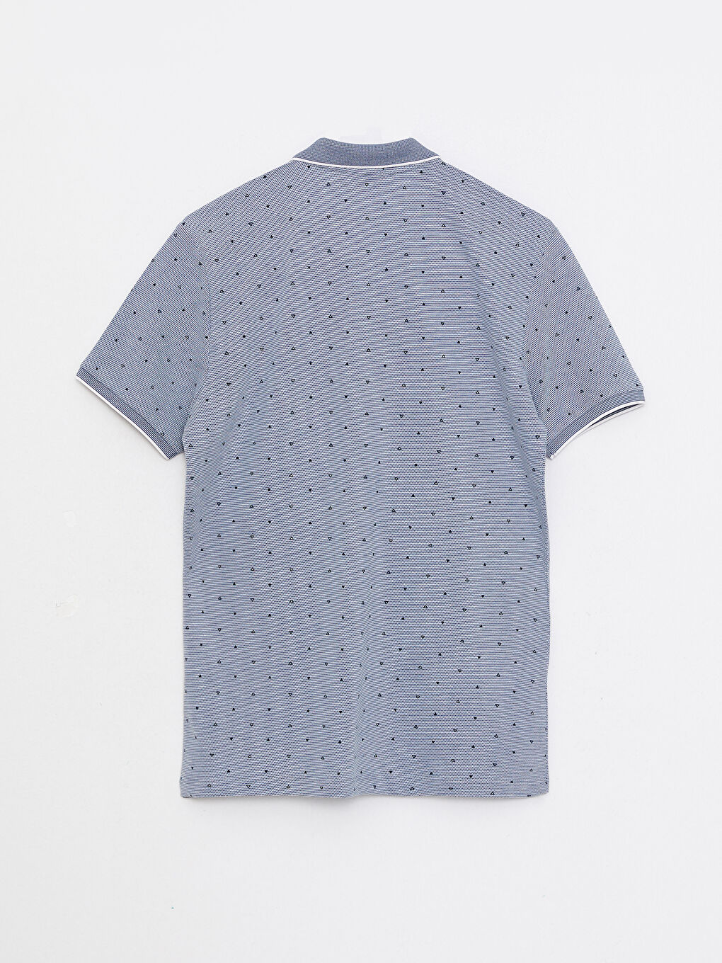 Mavi Polo Yaka Kısa Kollu Desenli Pike Erkek Tişört-6