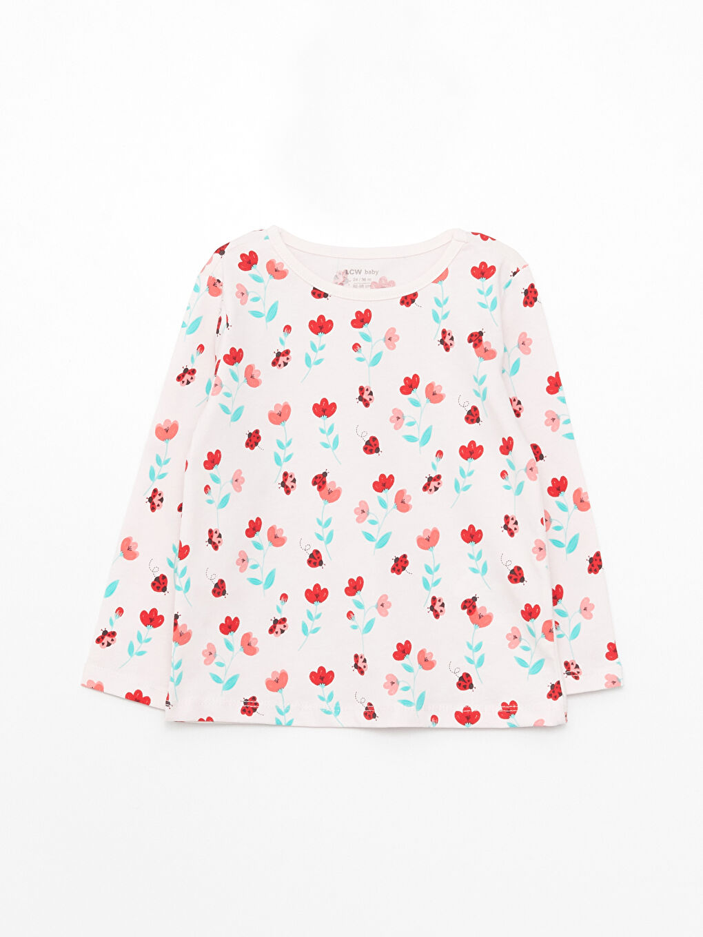 Set De Pijama Pentru Bebeluși Fete Cu Mânecă Lungă Și Imprimeu, Guler Rotund, Pachet De 4-3