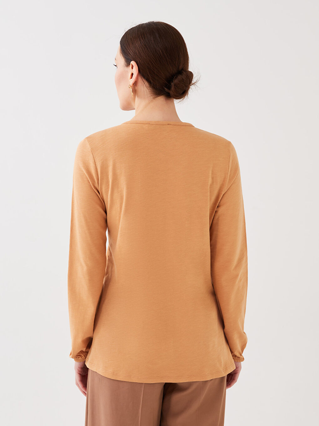 Tie Neck Embroidered Long Sleeve Women's Blouse-4